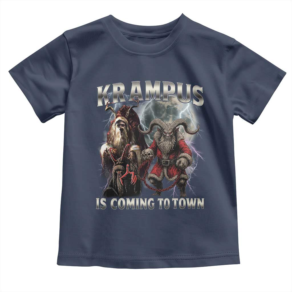 Krampus Is Coming To Town Toddler T Shirt Vintage Gothic Dark Xmas Gift Horror Holiday - Wonder Print Shop