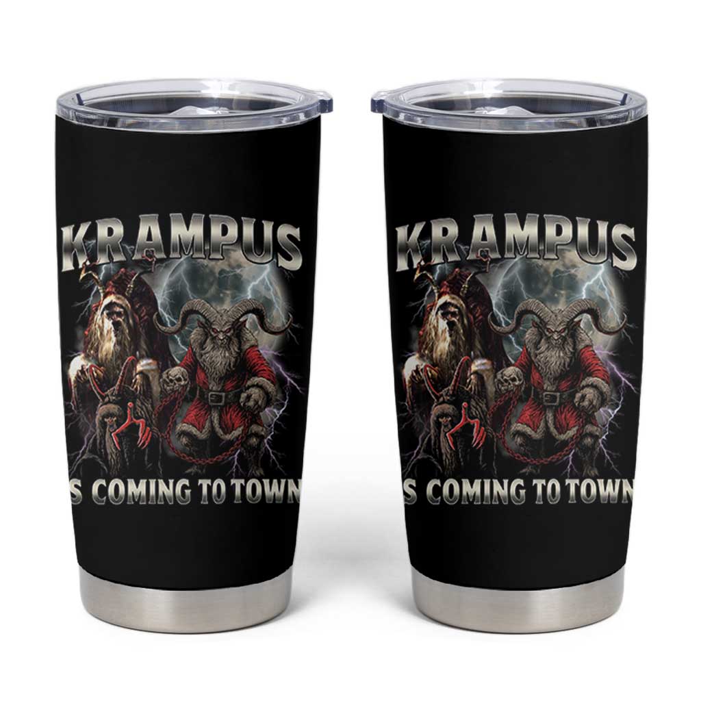 Krampus Is Coming To Town Tumbler Cup Vintage Gothic Dark Xmas Gift Horror Holiday - Wonder Print Shop