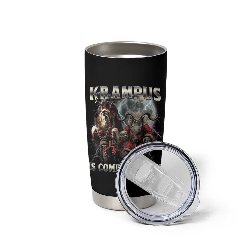 Krampus Is Coming To Town Tumbler Cup Vintage Gothic Dark Xmas Gift Horror Holiday - Wonder Print Shop
