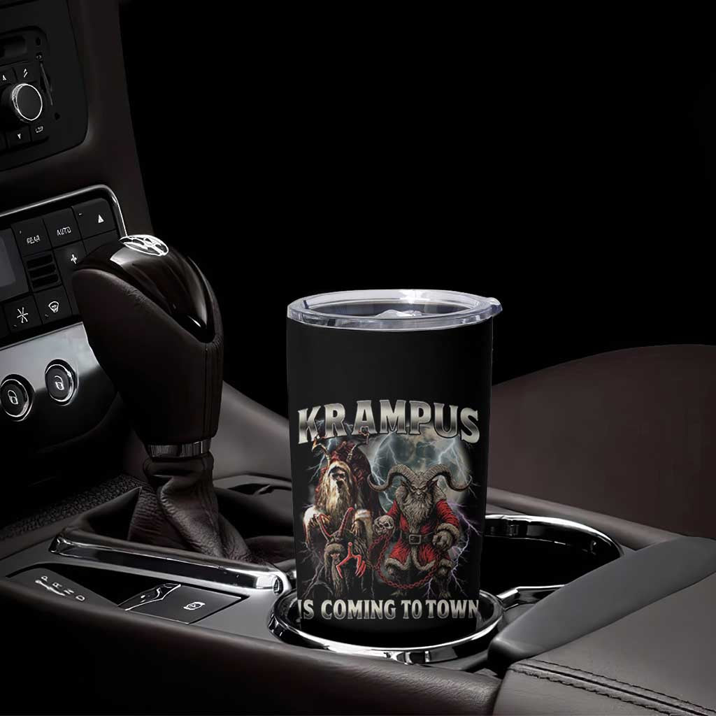 Krampus Is Coming To Town Tumbler Cup Vintage Gothic Dark Xmas Gift Horror Holiday - Wonder Print Shop