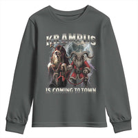 Krampus Is Coming To Town Youth Sweatshirt Vintage Gothic Dark Xmas Gift Horror Holiday - Wonder Print Shop