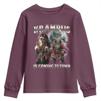 Krampus Is Coming To Town Youth Sweatshirt Vintage Gothic Dark Xmas Gift Horror Holiday - Wonder Print Shop