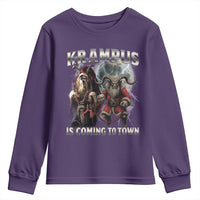 Krampus Is Coming To Town Youth Sweatshirt Vintage Gothic Dark Xmas Gift Horror Holiday - Wonder Print Shop