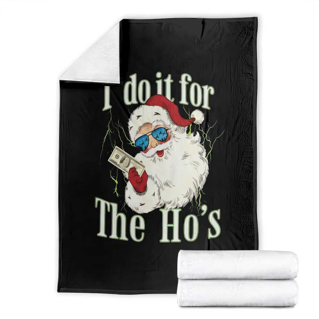 I Do It For The Hos Throw Blanket Rude Offensive Christmas Santa Face Retro Bootleg - Wonder Print Shop