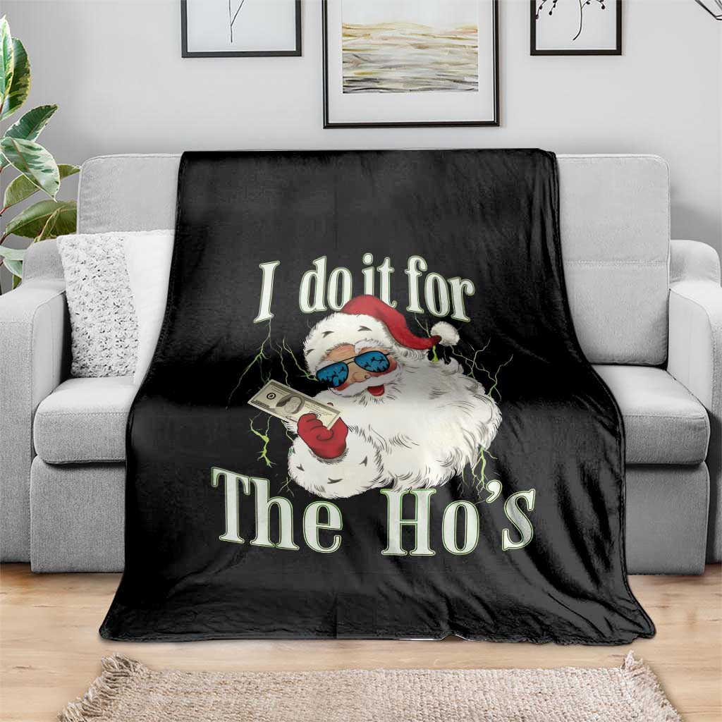 I Do It For The Hos Throw Blanket Rude Offensive Christmas Santa Face Retro Bootleg - Wonder Print Shop