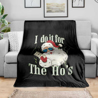 I Do It For The Hos Throw Blanket Rude Offensive Christmas Santa Face Retro Bootleg - Wonder Print Shop