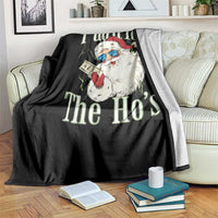 I Do It For The Hos Throw Blanket Rude Offensive Christmas Santa Face Retro Bootleg - Wonder Print Shop