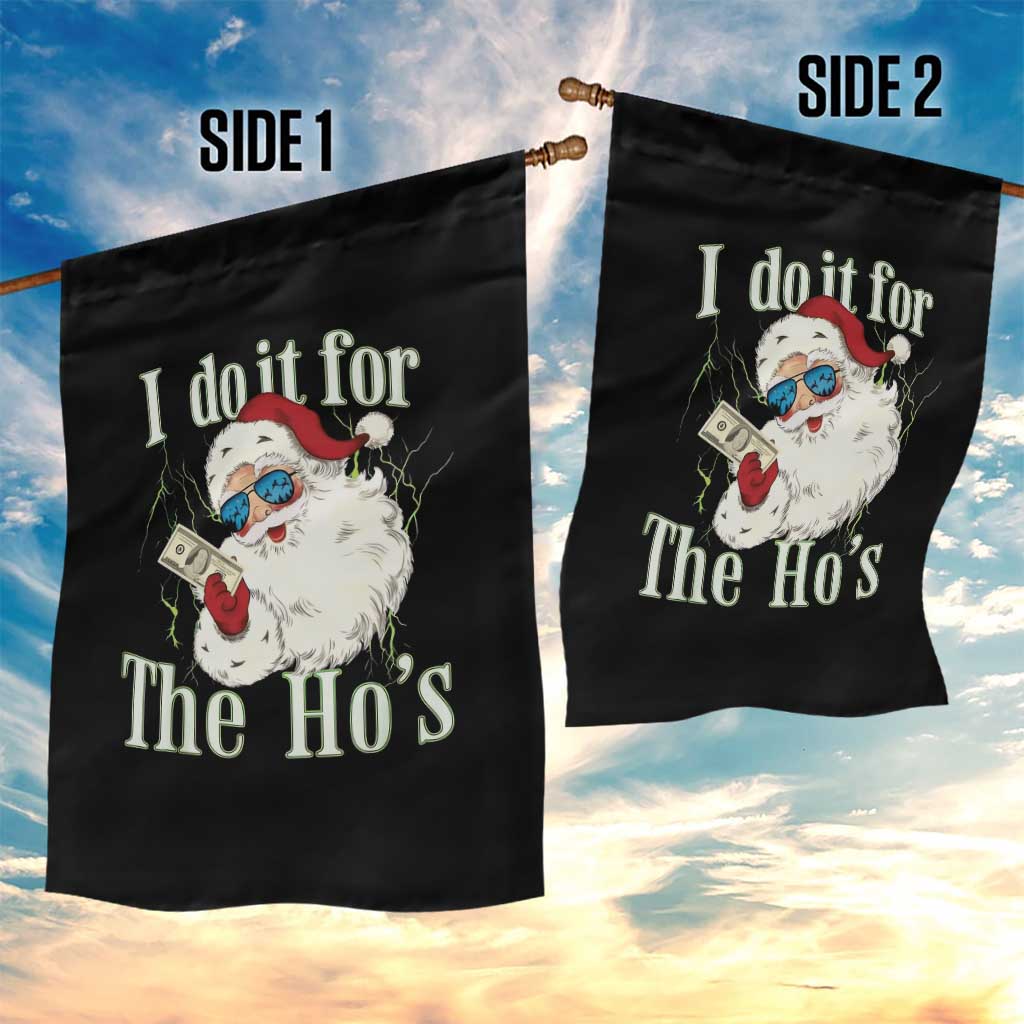 I Do It For The Hos Garden Flag Rude Offensive Christmas Santa Face Retro Bootleg - Wonder Print Shop