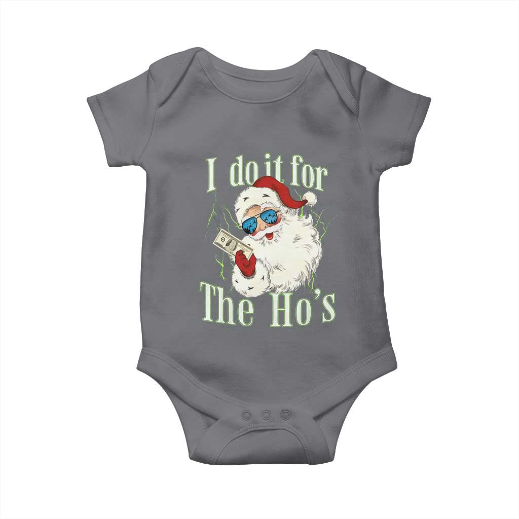 I Do It For The Hos Baby Onesie Rude Offensive Christmas Santa Face Retro Bootleg - Wonder Print Shop