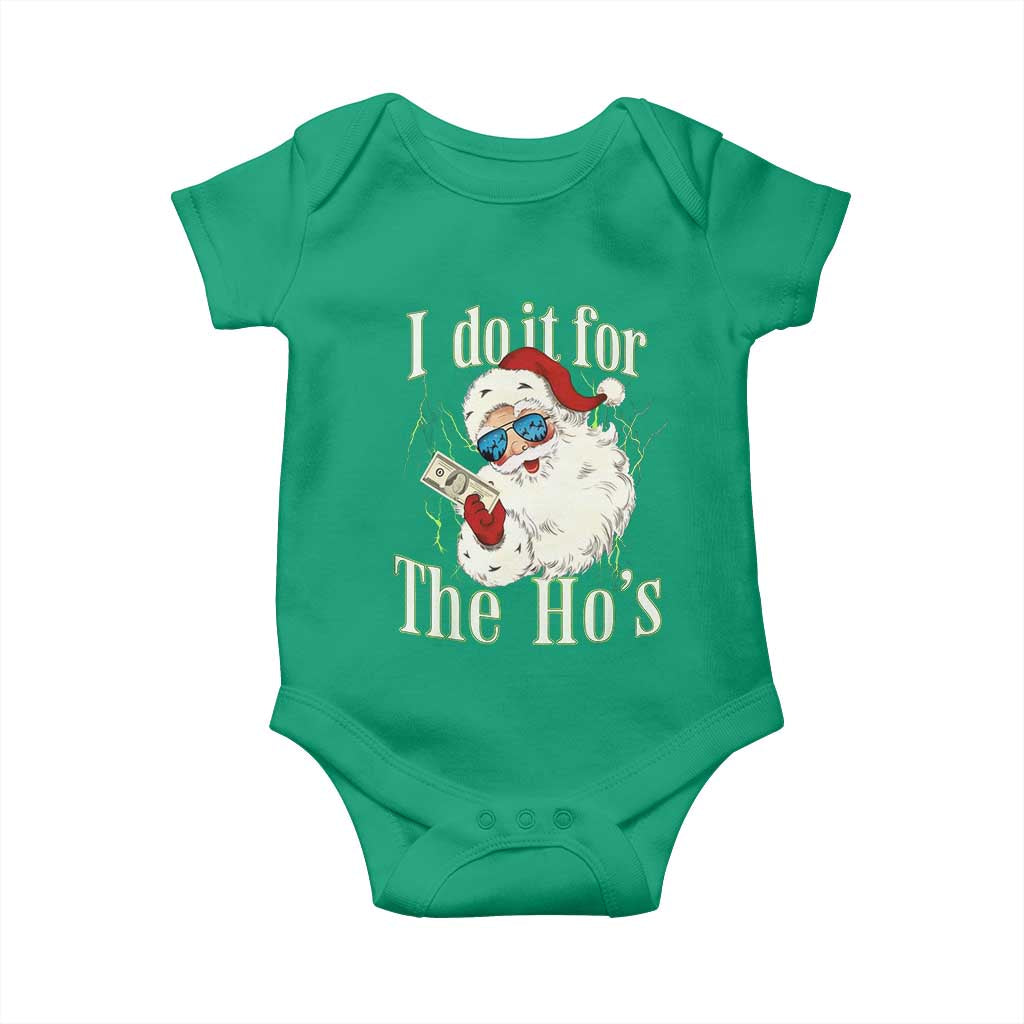 I Do It For The Hos Baby Onesie Rude Offensive Christmas Santa Face Retro Bootleg - Wonder Print Shop