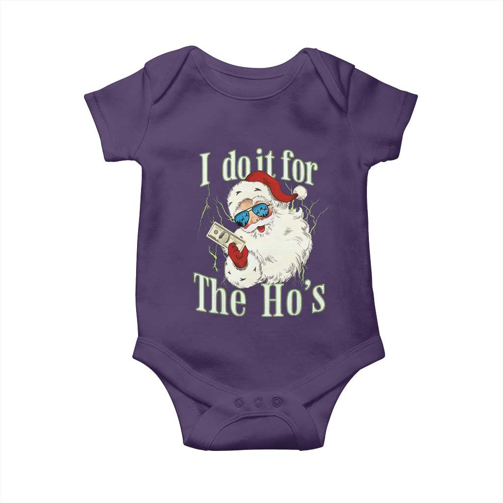 I Do It For The Hos Baby Onesie Rude Offensive Christmas Santa Face Retro Bootleg - Wonder Print Shop