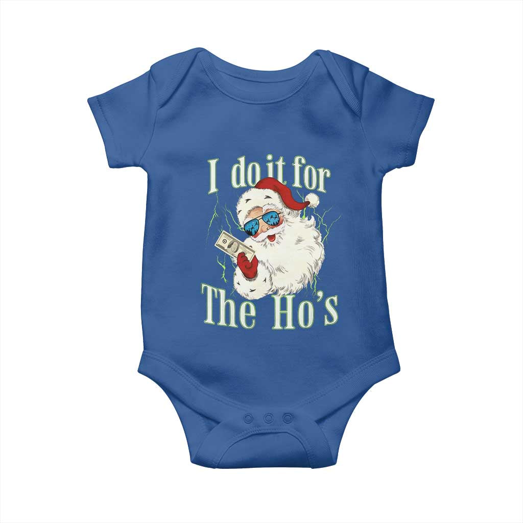 I Do It For The Hos Baby Onesie Rude Offensive Christmas Santa Face Retro Bootleg - Wonder Print Shop