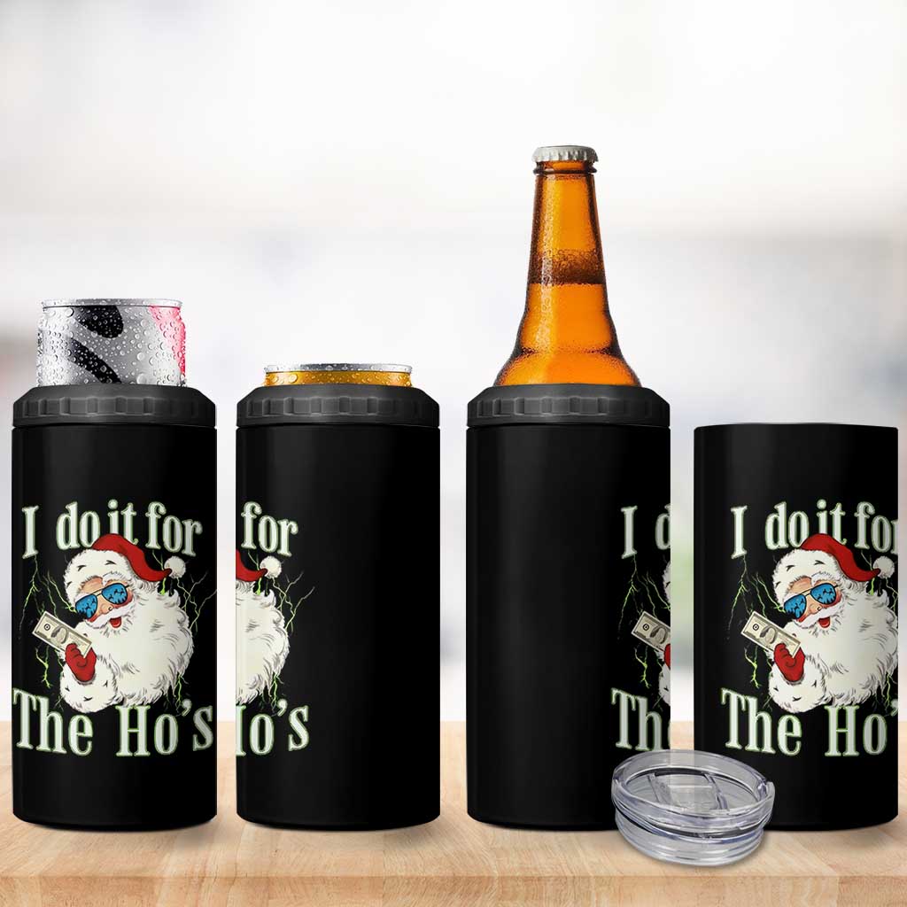 I Do It For The Hos 4 in 1 Can Cooler Tumbler Rude Offensive Christmas Santa Face Retro Bootleg - Wonder Print Shop