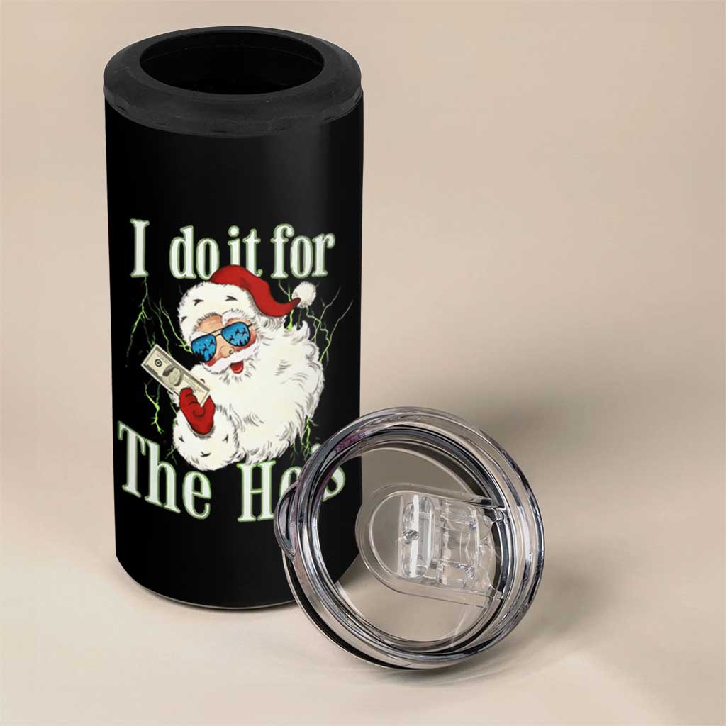 I Do It For The Hos 4 in 1 Can Cooler Tumbler Rude Offensive Christmas Santa Face Retro Bootleg - Wonder Print Shop