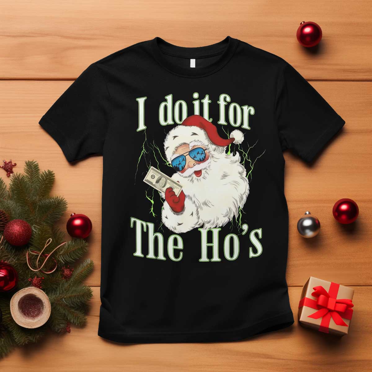 I Do It For The Hos T Shirt Rude Offensive Christmas Santa Face Retro Bootleg - Wonder Print Shop