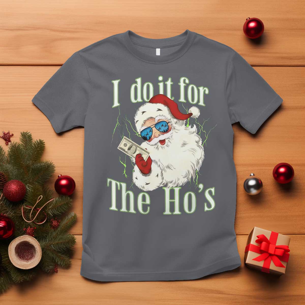 I Do It For The Hos T Shirt Rude Offensive Christmas Santa Face Retro Bootleg - Wonder Print Shop