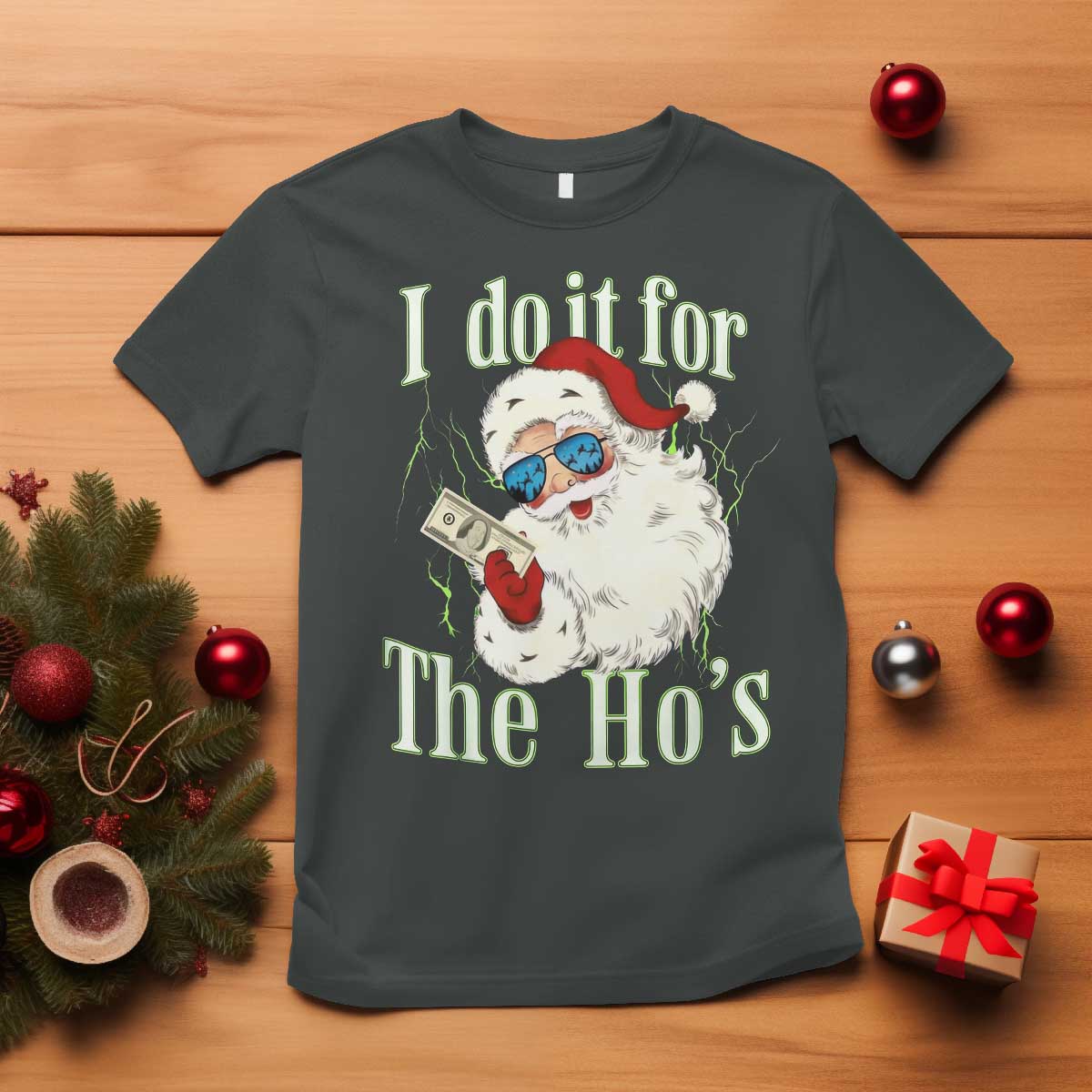 I Do It For The Hos T Shirt Rude Offensive Christmas Santa Face Retro Bootleg - Wonder Print Shop