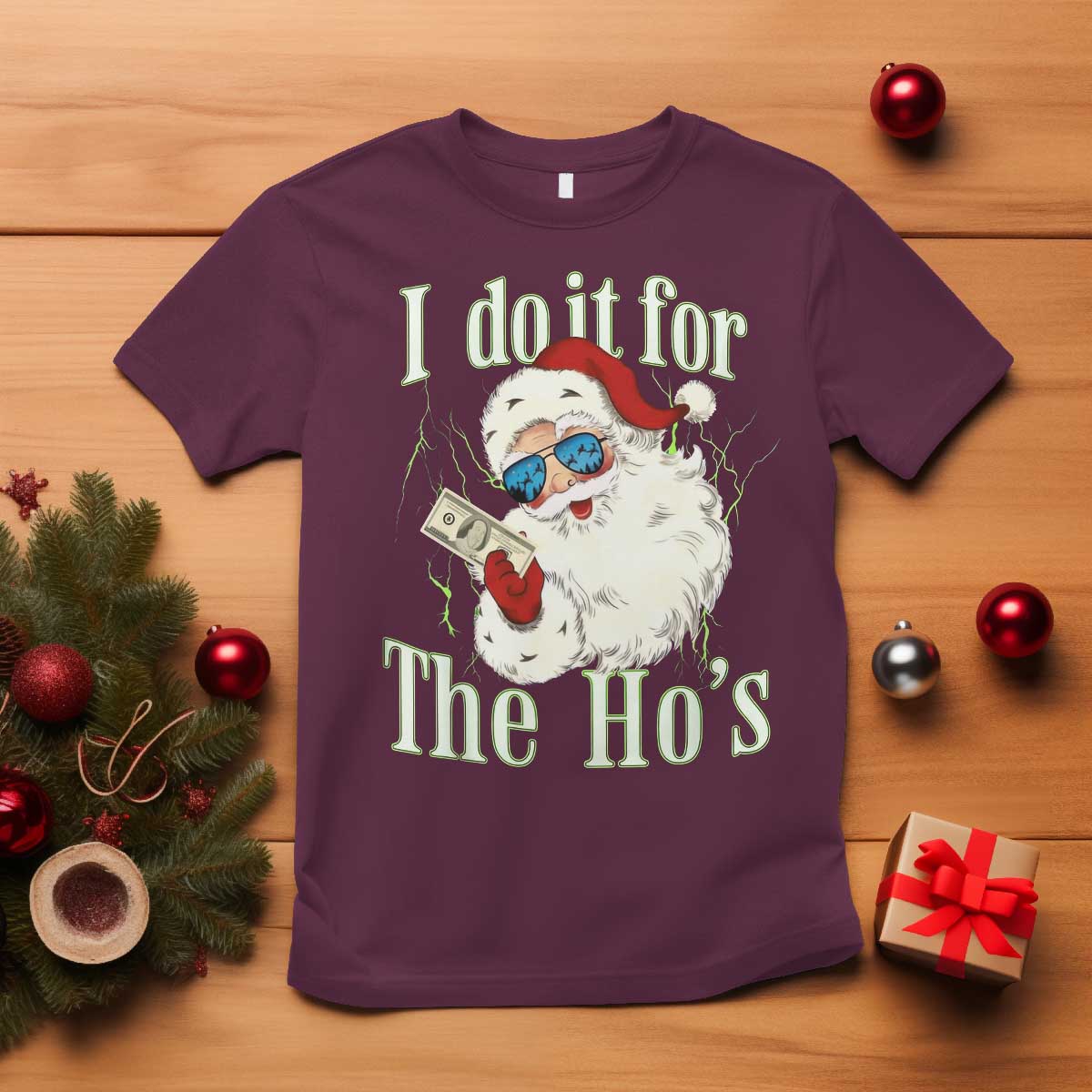 I Do It For The Hos T Shirt Rude Offensive Christmas Santa Face Retro Bootleg - Wonder Print Shop