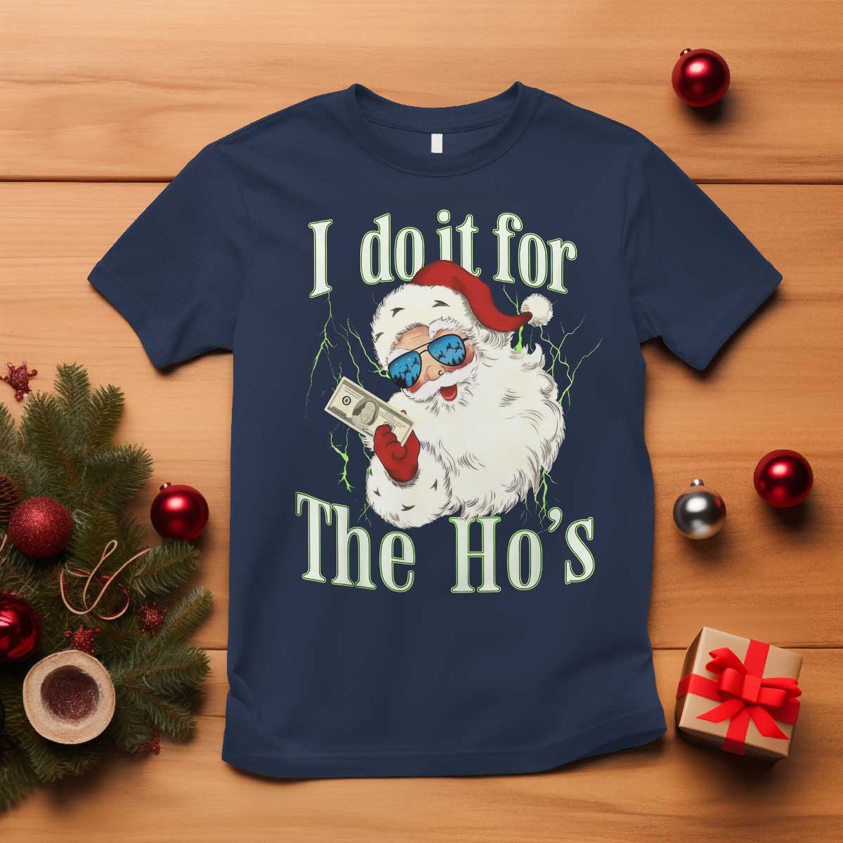 I Do It For The Hos T Shirt Rude Offensive Christmas Santa Face Retro Bootleg - Wonder Print Shop