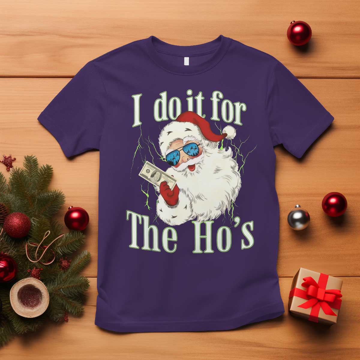 I Do It For The Hos T Shirt Rude Offensive Christmas Santa Face Retro Bootleg - Wonder Print Shop
