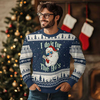 I Do It For The Hos Ugly Christmas Sweater Rude Offensive Christmas Santa Face Retro Bootleg - Wonder Print Shop