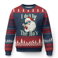 I Do It For The Hos Ugly Christmas Sweater Rude Offensive Christmas Santa Face Retro Bootleg - Wonder Print Shop