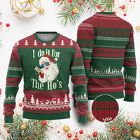 I Do It For The Hos Ugly Christmas Sweater Rude Offensive Christmas Santa Face Retro Bootleg - Wonder Print Shop