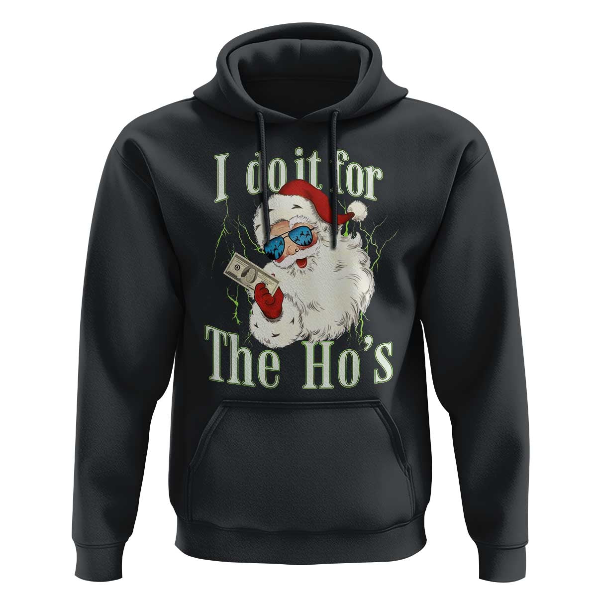 I Do It For The Hos Hoodie Rude Offensive Christmas Santa Face Retro Bootleg - Wonder Print Shop