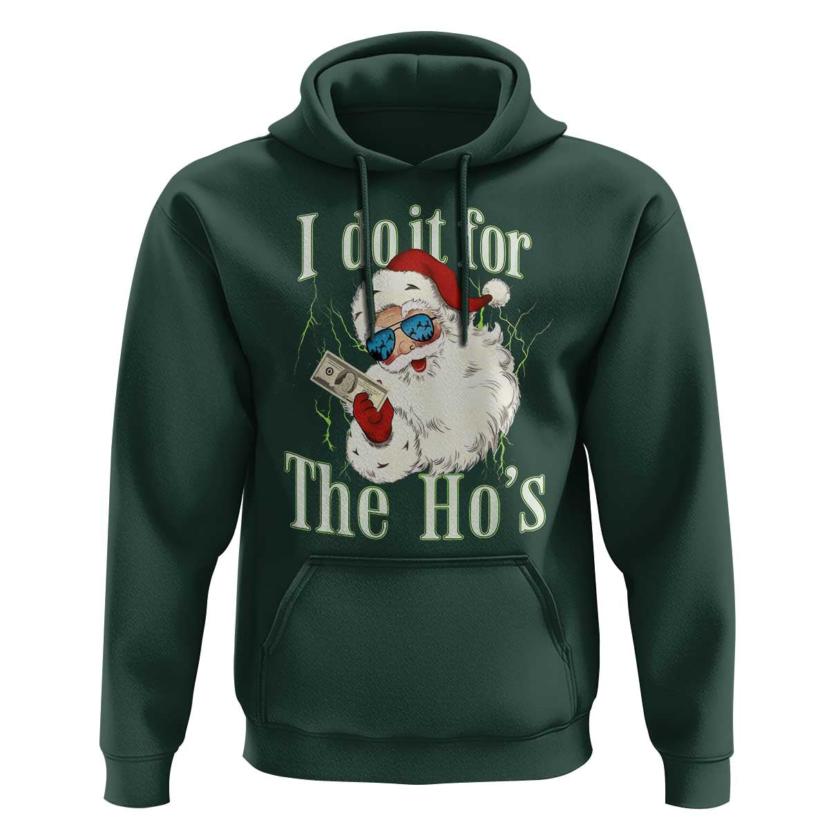 I Do It For The Hos Hoodie Rude Offensive Christmas Santa Face Retro Bootleg - Wonder Print Shop
