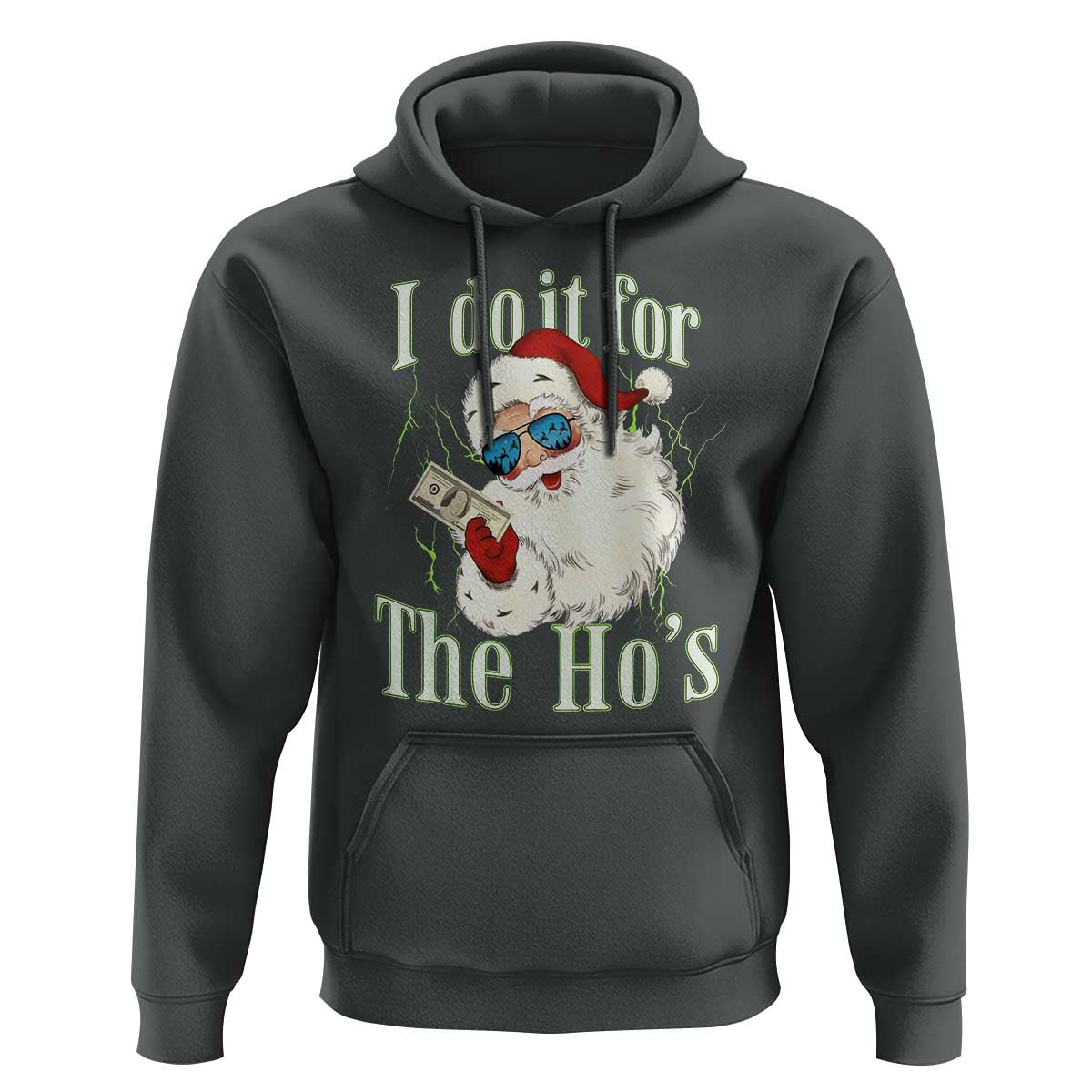 I Do It For The Hos Hoodie Rude Offensive Christmas Santa Face Retro Bootleg - Wonder Print Shop