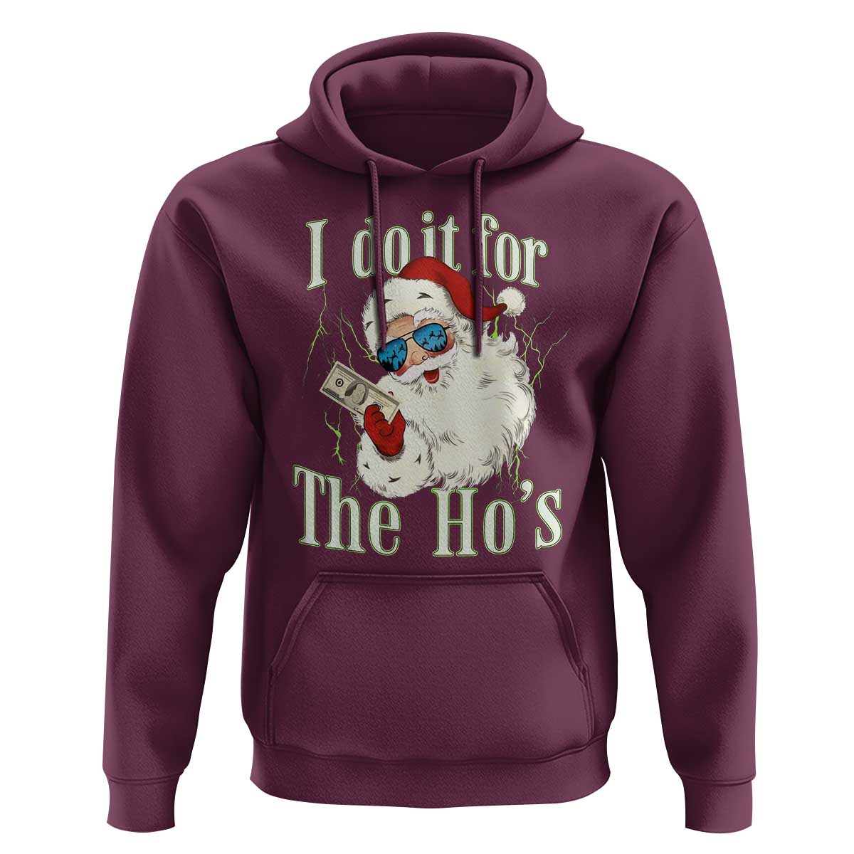 I Do It For The Hos Hoodie Rude Offensive Christmas Santa Face Retro Bootleg - Wonder Print Shop