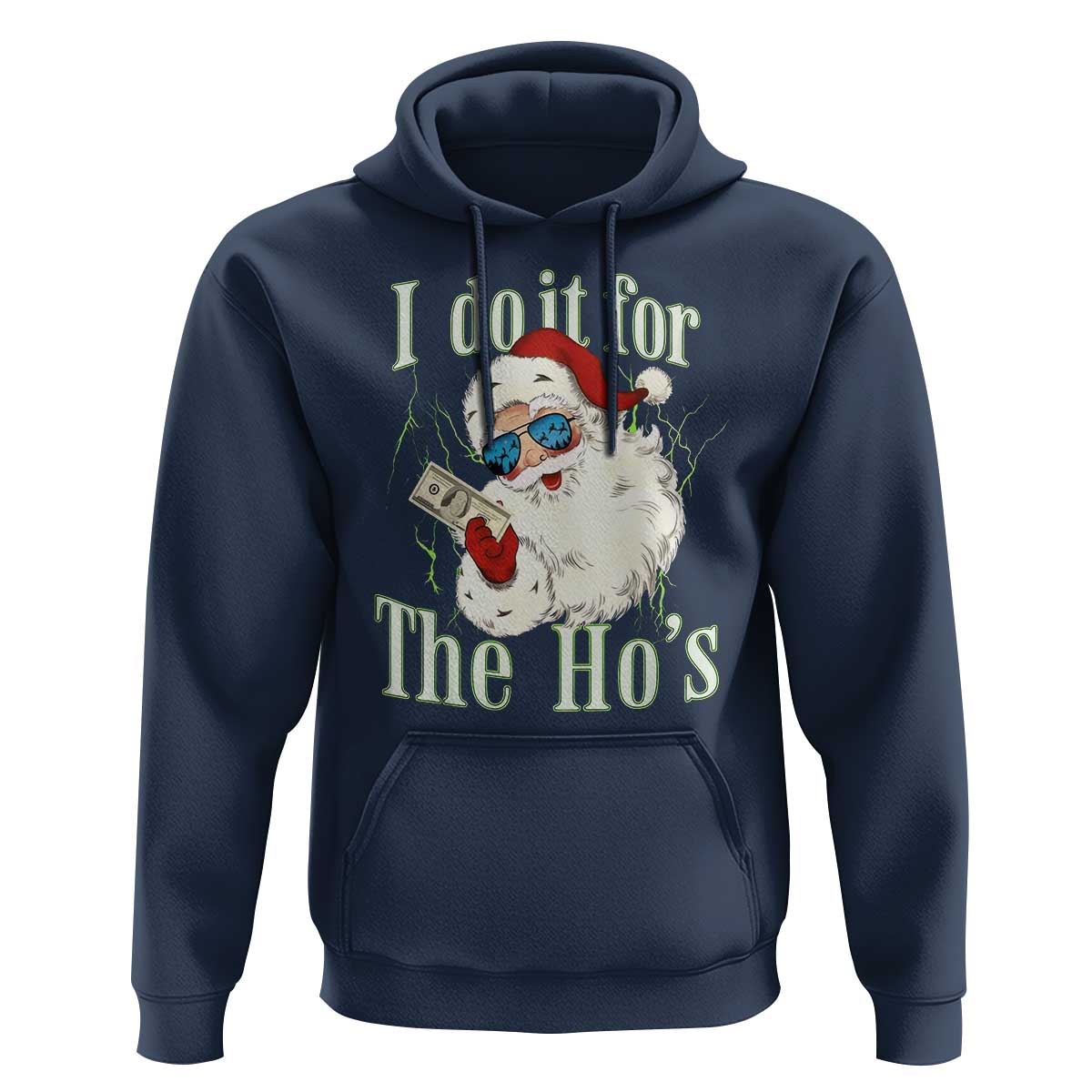 I Do It For The Hos Hoodie Rude Offensive Christmas Santa Face Retro Bootleg - Wonder Print Shop