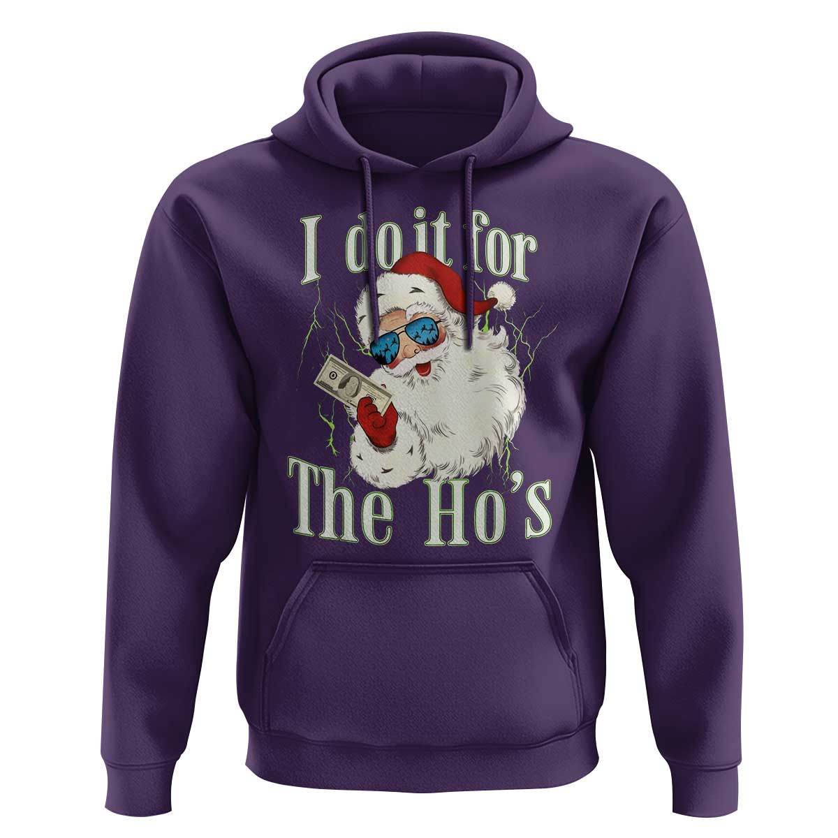 I Do It For The Hos Hoodie Rude Offensive Christmas Santa Face Retro Bootleg - Wonder Print Shop
