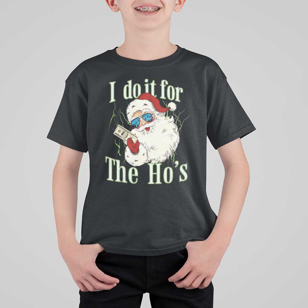 I Do It For The Hos T Shirt For Kid Rude Offensive Christmas Santa Face Retro Bootleg - Wonder Print Shop