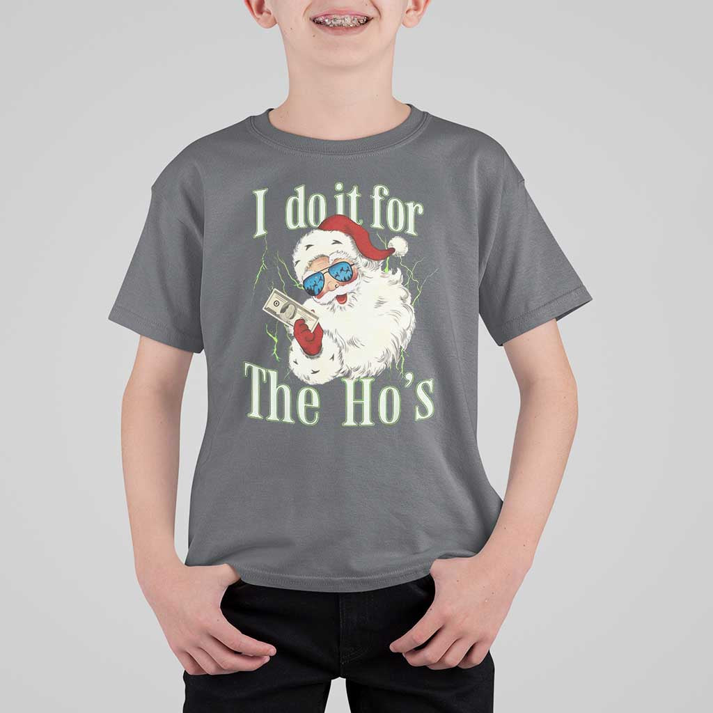 I Do It For The Hos T Shirt For Kid Rude Offensive Christmas Santa Face Retro Bootleg - Wonder Print Shop