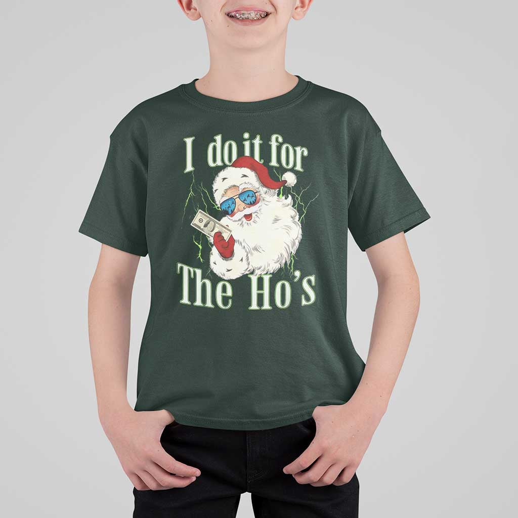 I Do It For The Hos T Shirt For Kid Rude Offensive Christmas Santa Face Retro Bootleg - Wonder Print Shop