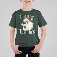 I Do It For The Hos T Shirt For Kid Rude Offensive Christmas Santa Face Retro Bootleg - Wonder Print Shop