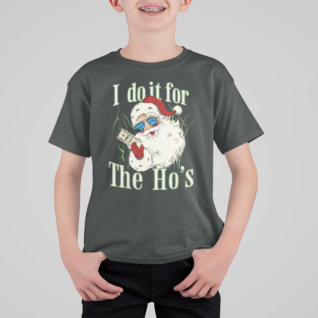 I Do It For The Hos T Shirt For Kid Rude Offensive Christmas Santa Face Retro Bootleg - Wonder Print Shop