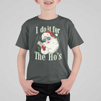 I Do It For The Hos T Shirt For Kid Rude Offensive Christmas Santa Face Retro Bootleg - Wonder Print Shop