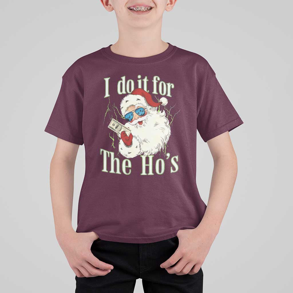 I Do It For The Hos T Shirt For Kid Rude Offensive Christmas Santa Face Retro Bootleg - Wonder Print Shop