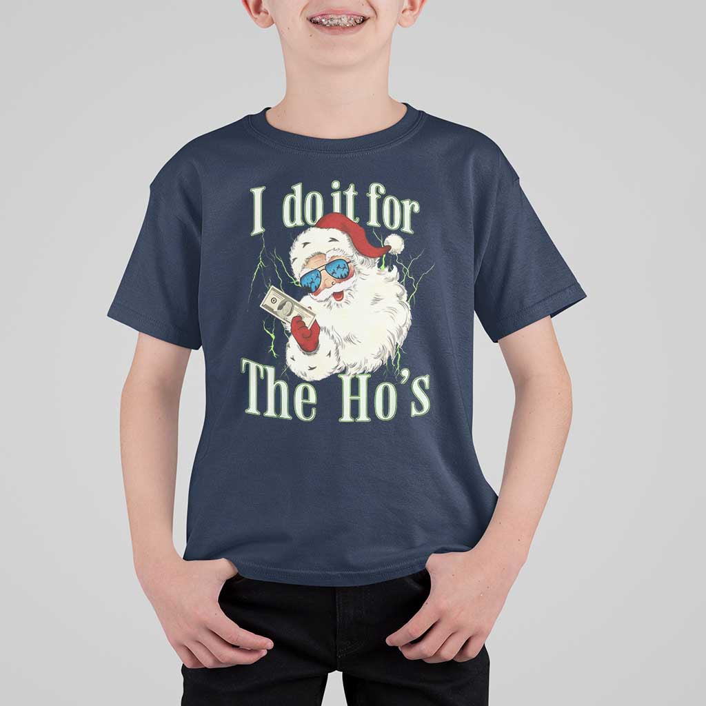 I Do It For The Hos T Shirt For Kid Rude Offensive Christmas Santa Face Retro Bootleg - Wonder Print Shop
