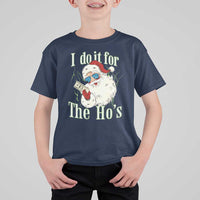 I Do It For The Hos T Shirt For Kid Rude Offensive Christmas Santa Face Retro Bootleg - Wonder Print Shop