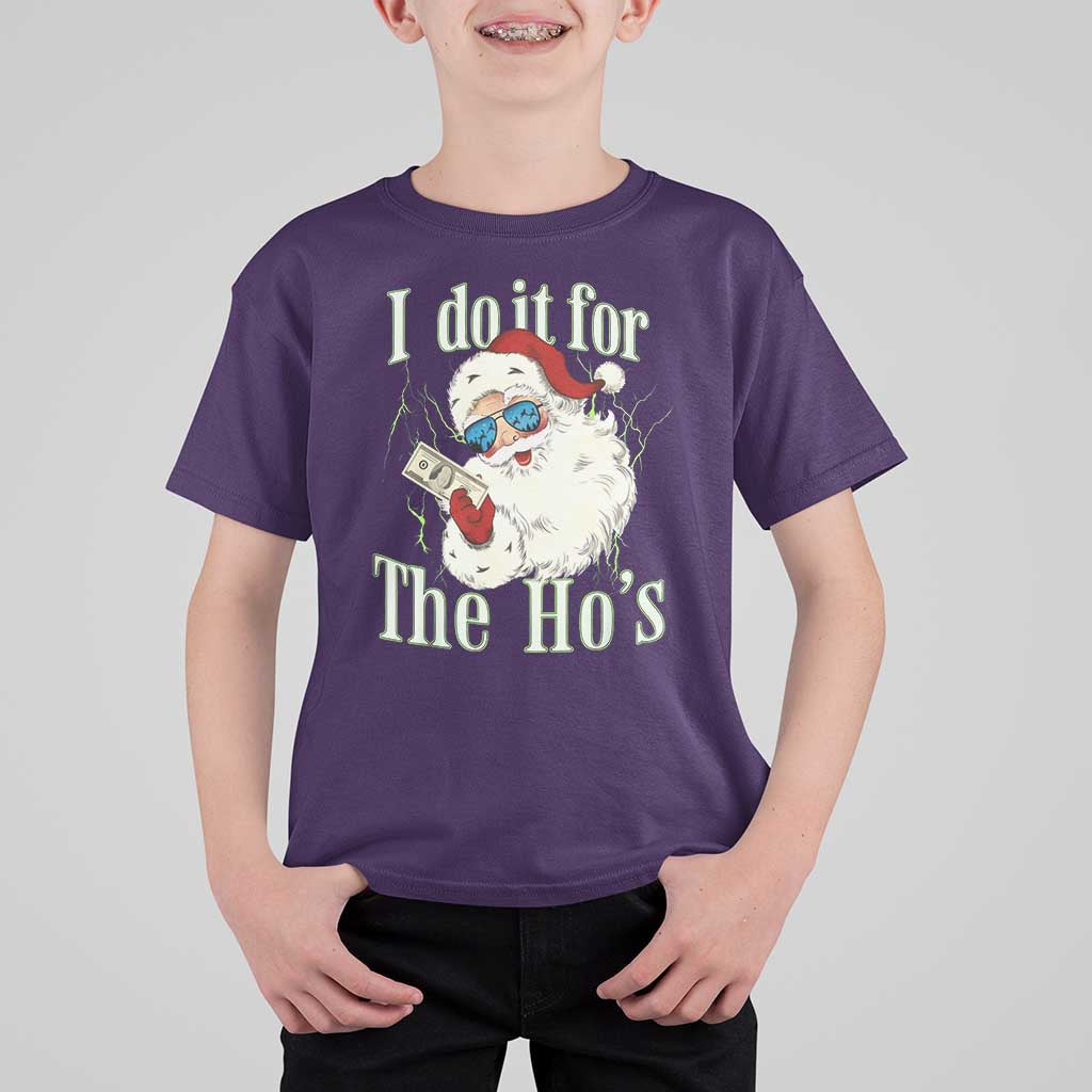 I Do It For The Hos T Shirt For Kid Rude Offensive Christmas Santa Face Retro Bootleg - Wonder Print Shop