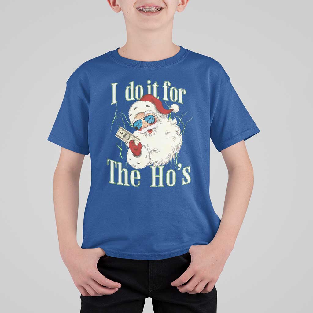 I Do It For The Hos T Shirt For Kid Rude Offensive Christmas Santa Face Retro Bootleg - Wonder Print Shop