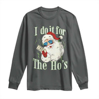 I Do It For The Hos Long Sleeve Shirt Rude Offensive Christmas Santa Face Retro Bootleg - Wonder Print Shop
