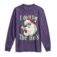 I Do It For The Hos Long Sleeve Shirt Rude Offensive Christmas Santa Face Retro Bootleg - Wonder Print Shop