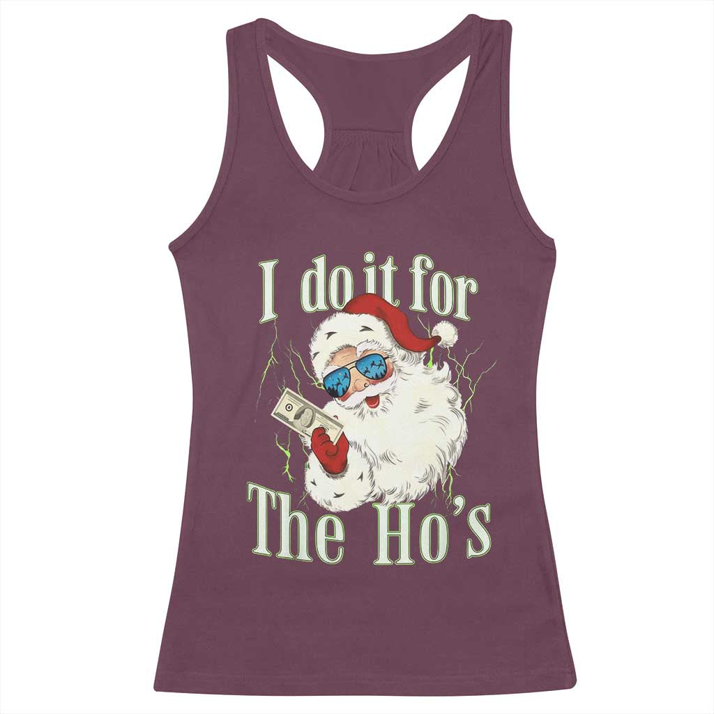 I Do It For The Hos Racerback Tank Top Rude Offensive Christmas Santa Face Retro Bootleg - Wonder Print Shop
