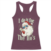 I Do It For The Hos Racerback Tank Top Rude Offensive Christmas Santa Face Retro Bootleg - Wonder Print Shop