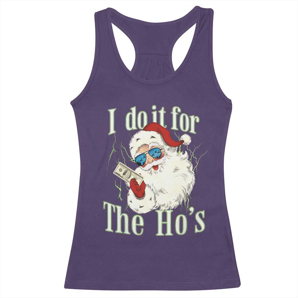 I Do It For The Hos Racerback Tank Top Rude Offensive Christmas Santa Face Retro Bootleg - Wonder Print Shop