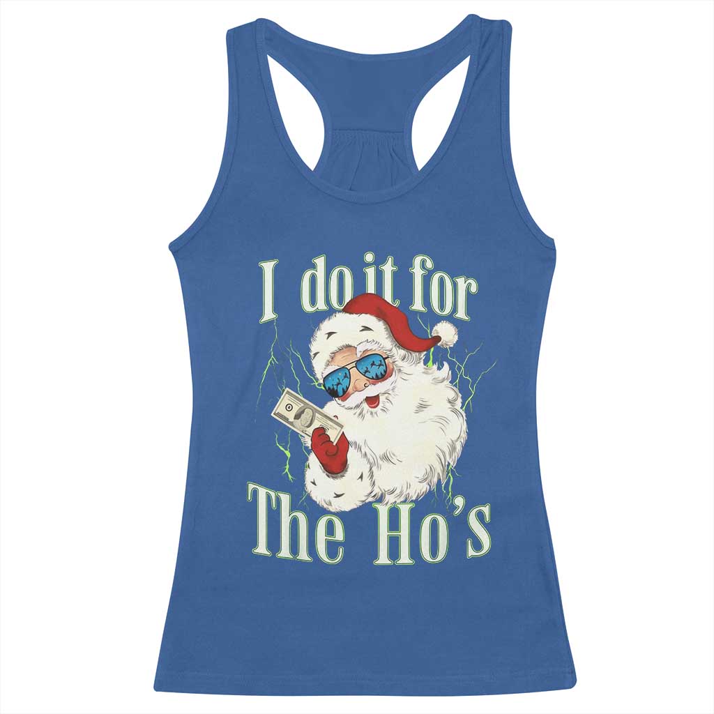 I Do It For The Hos Racerback Tank Top Rude Offensive Christmas Santa Face Retro Bootleg - Wonder Print Shop